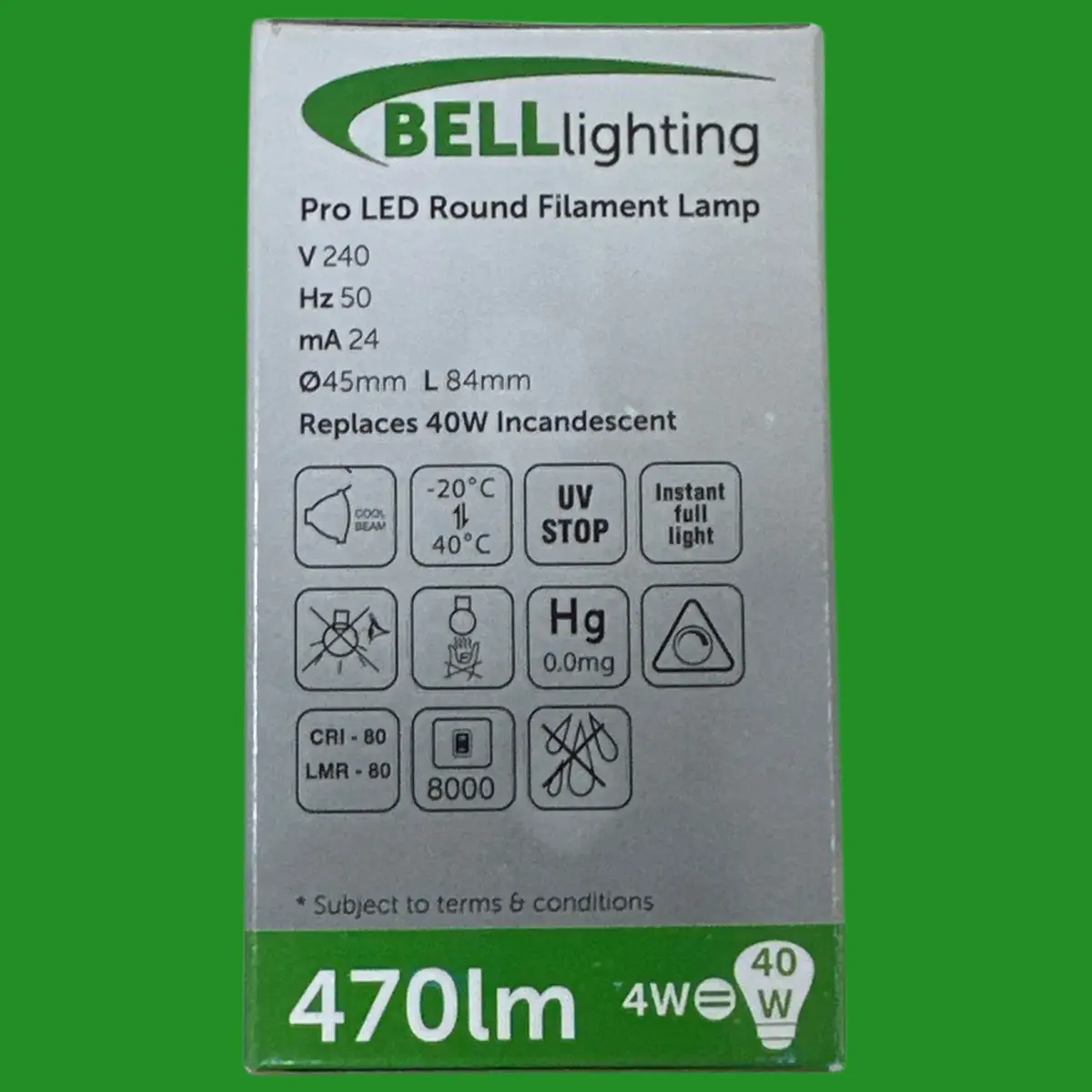 2x 4W (=40W) BELL Pro LED Filament Clear Round Golf G45 Light Bulbs BC B22 2700K - image 3 | Free standard UK delivery included | Discount Quality Products