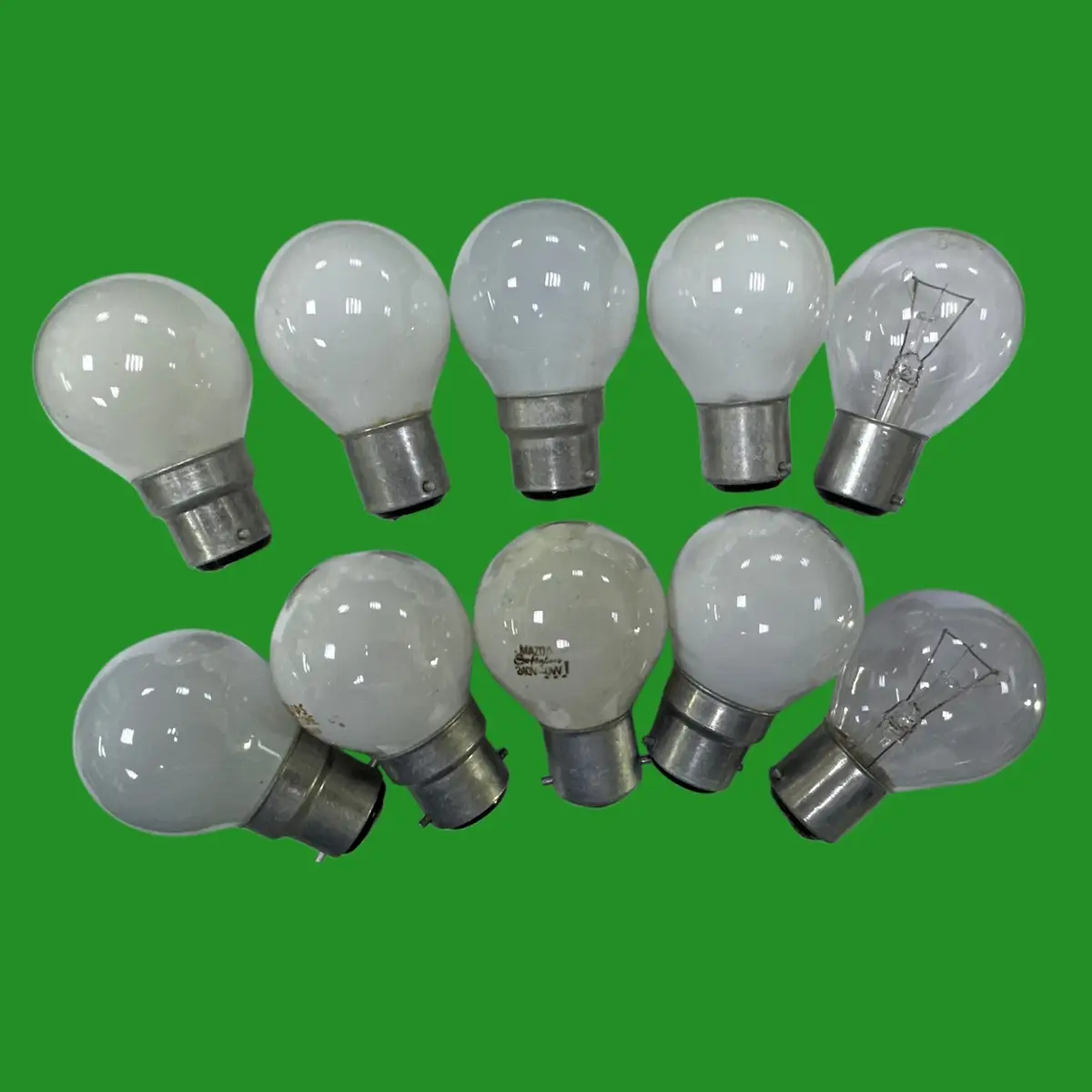 Joblot 10x 40W-60W Dimmable Incandescent Round Golf Light Bulbs B22 BC Used
