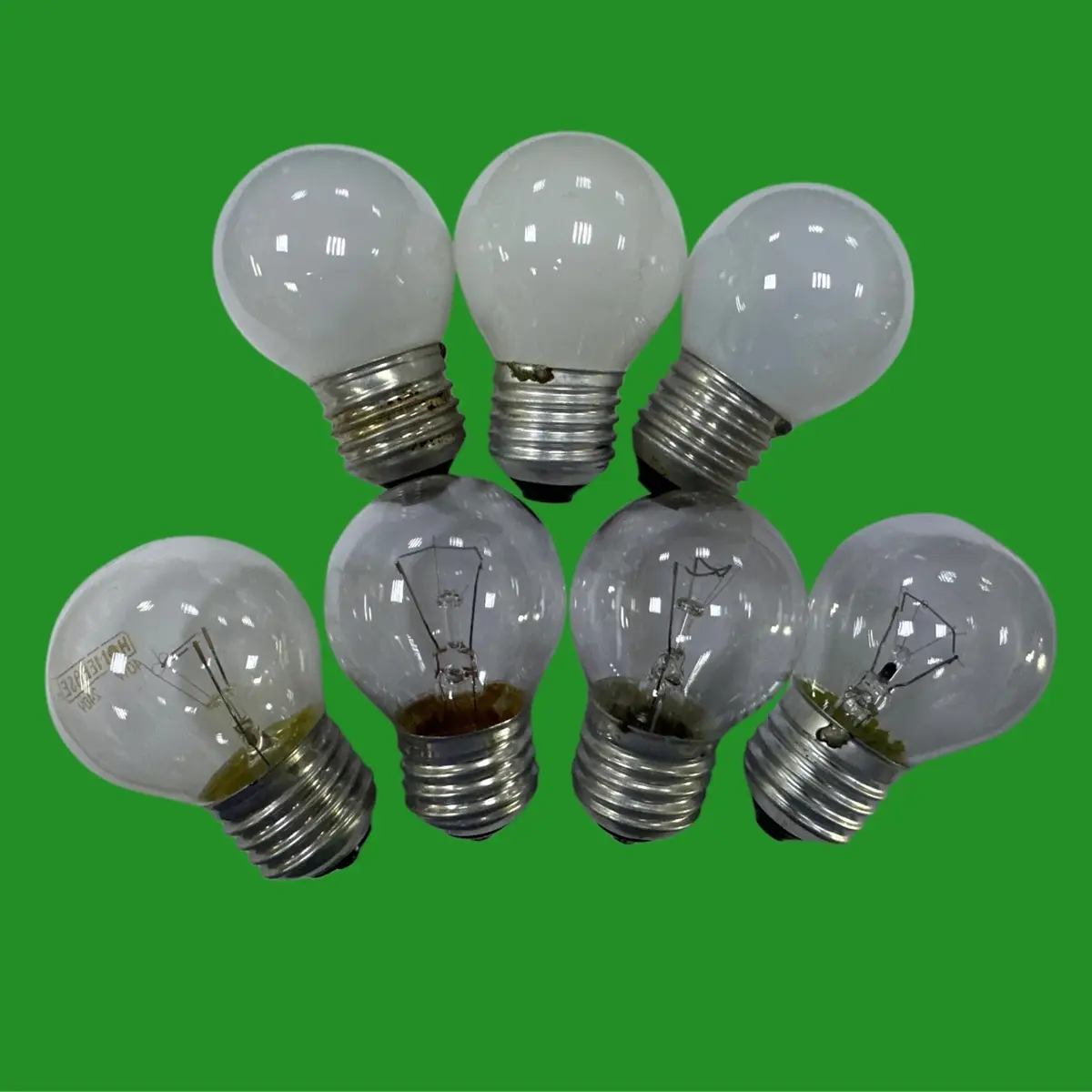 Joblot 7x 25W-60W Dimmable Incandescent Round Golf Light Bulbs ES E27 Used