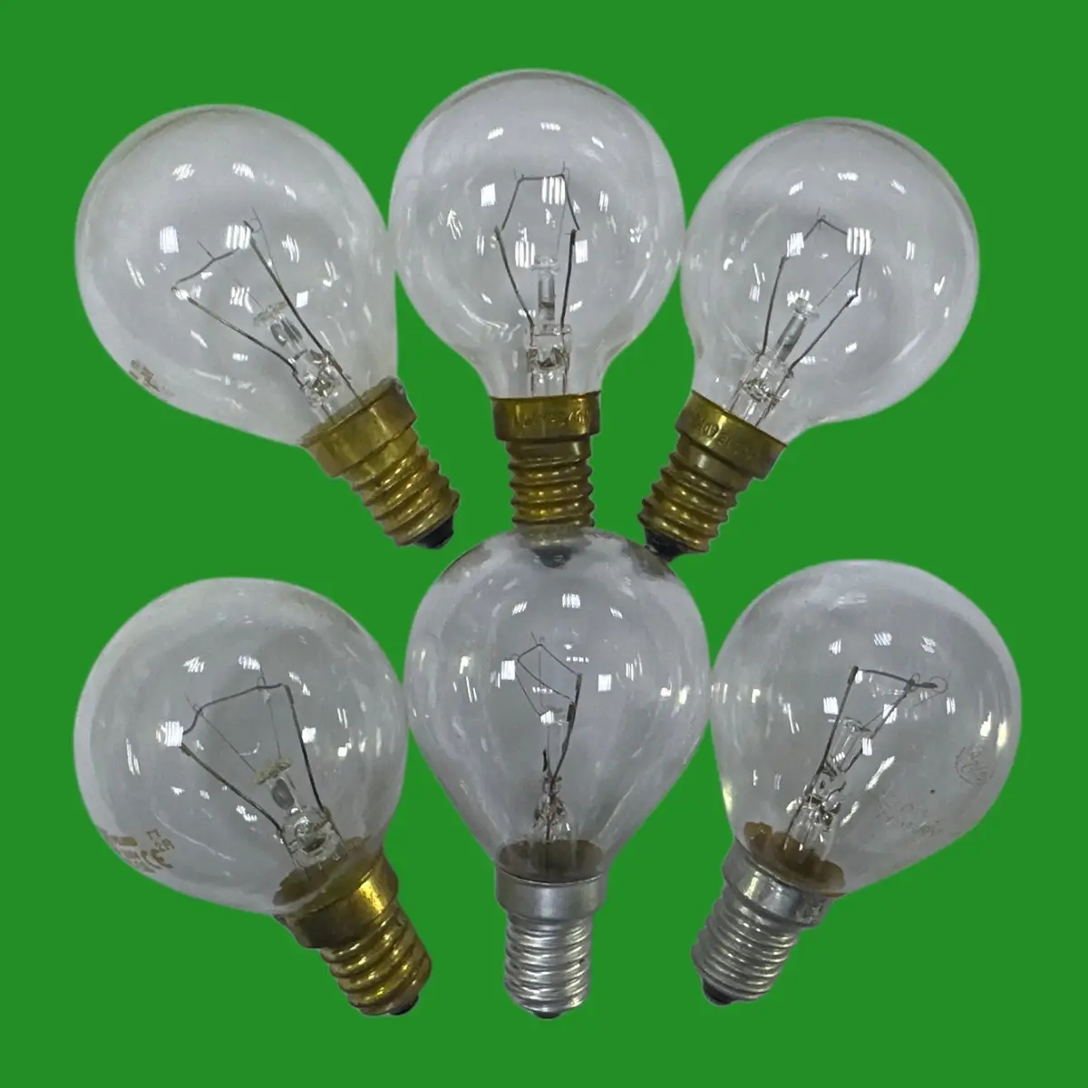 Joblot 6x 25W-40W Dimmable Incandescent Clear Round Golf Light Bulb SES E14 Used