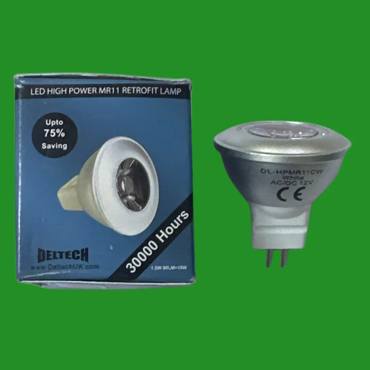 1x 1.5W Deltech LED MR11 Spot Light Bulb, Cool White, 12V Lamp GU4