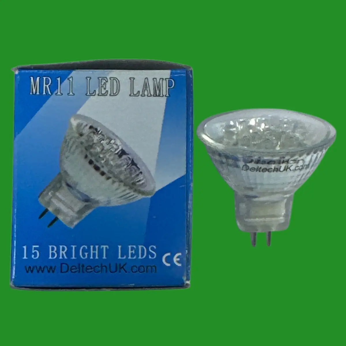 1x 1W Deltech Red Coloured 15 LED MR11 Spot Light Bulb, 12V Lamp GU4 - image 2 | Free standard UK delivery included | Discount Quality Products