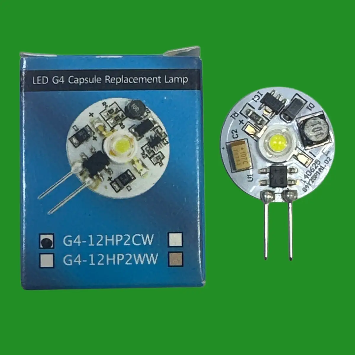 8x 2W (=20W) G4 12V Capsule LED 4000K Cool White Light Bulbs, Replaces Halogens