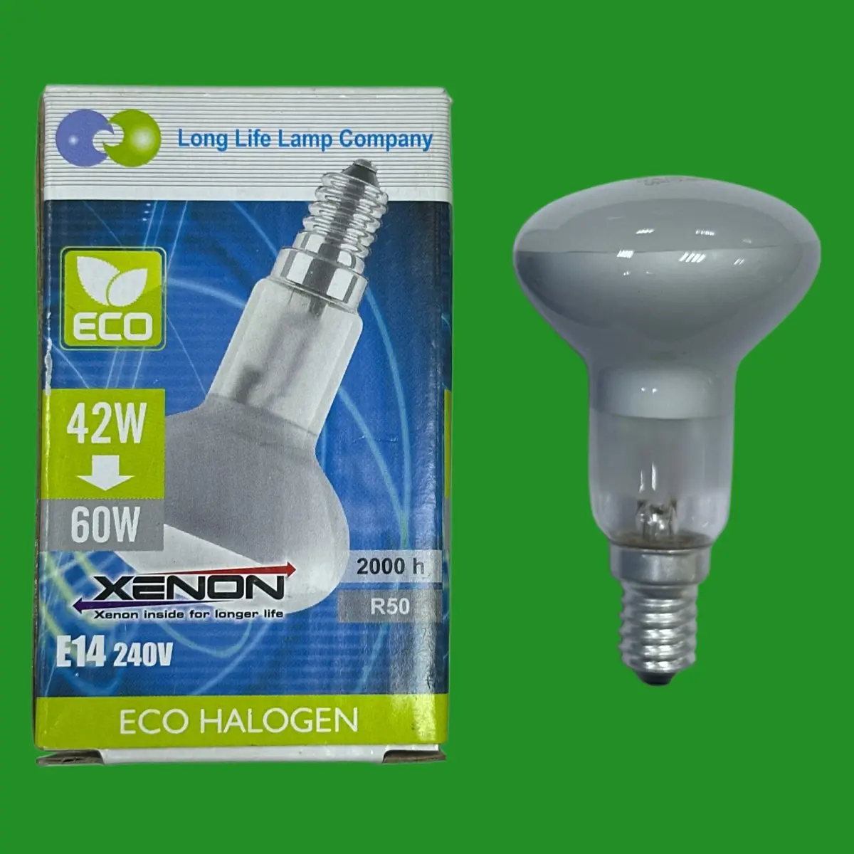 42W (=60W) Xenon Halogen R50 Reflector Spot Light Lamp, Dimmable SES E14 Bulb