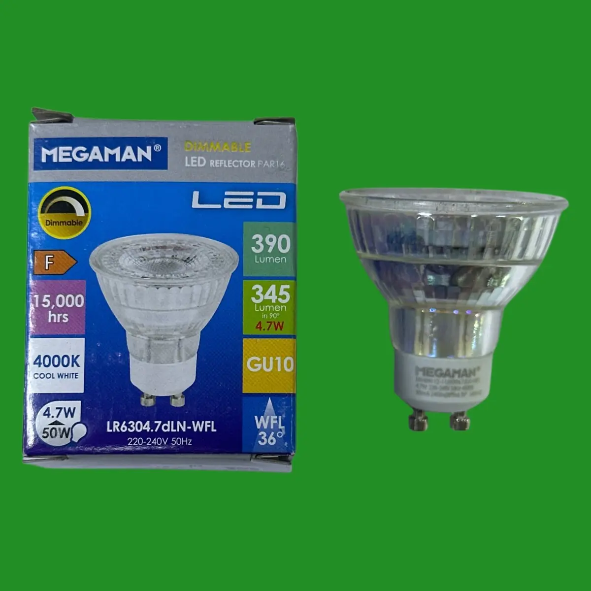 4.7W (=50W) Megaman Dimmable LED GU10 2-Pin 4000K Reflector Spot Light Bulb Lamp