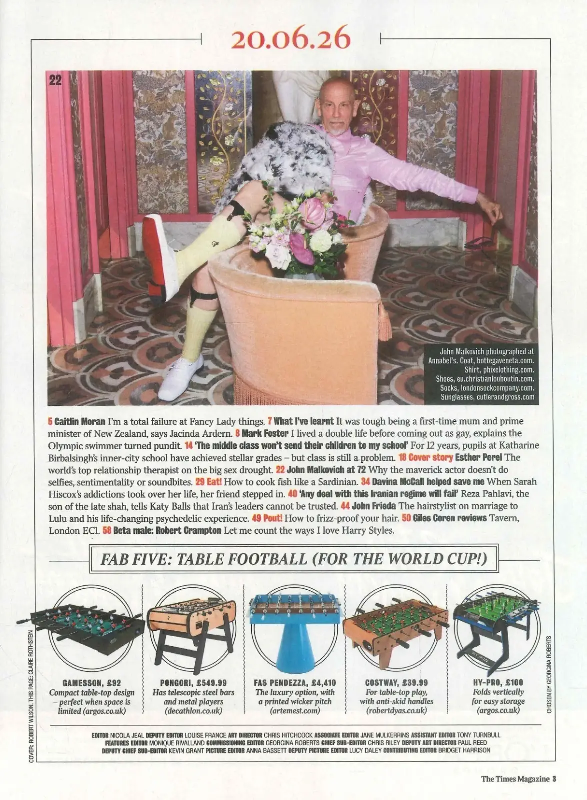 Times Magazine Esther Perel, Jacinda Ardern, John Malkovich, Mark Foster 20.6.26 - image 3 | Free standard UK delivery included | Discount Quality Products