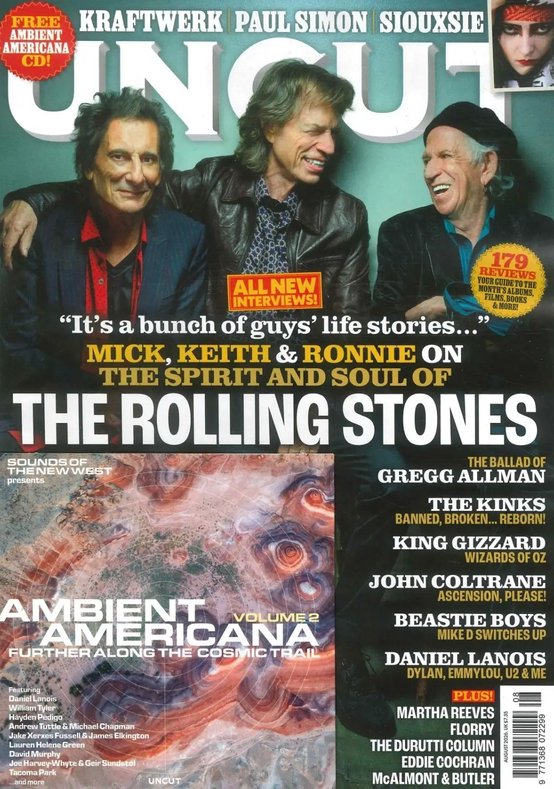 Uncut Magazine: Free Ambient Americana CD, Rolling Stones, Siouxsie, Aug 2026