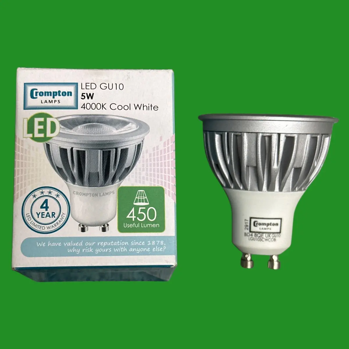 1x 5W (=50W) Crompton LED GU10 Reflector Spot Light Bulb 4000K Cool White Lamp