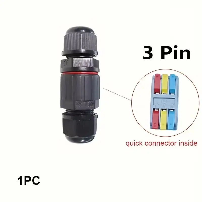 IP68 Waterproof 3 Pin Outdoor Cable Connector Junction Box Quick Wire Connector