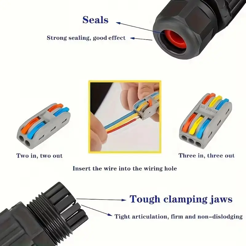 IP68 Waterproof 3 Pin Outdoor Cable Connector Junction Box Quick Wire Connector - image 3 | Free standard UK delivery included | Discount Quality Products