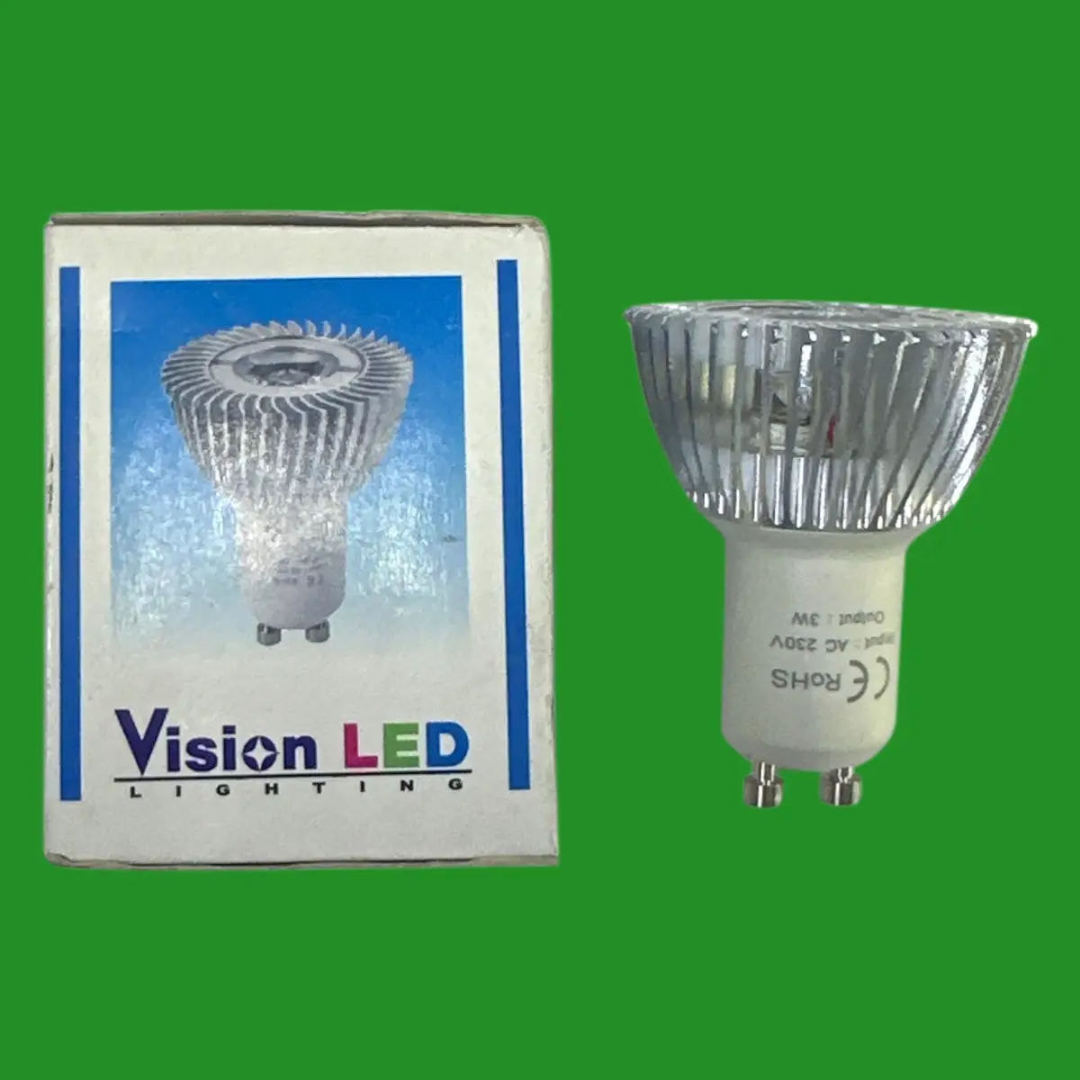 3x 3W Vision LED GU10 Reflector Spot Light Bulbs, 4000K Cool White Lamps