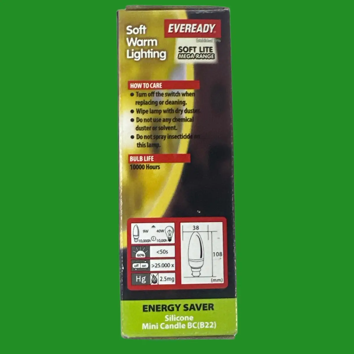 9W (=40W) Eveready CFL Low Energy Power Saving Candle Light Bulb BC B22 2700K - image 3 | Free standard UK delivery included | Discount Quality Products