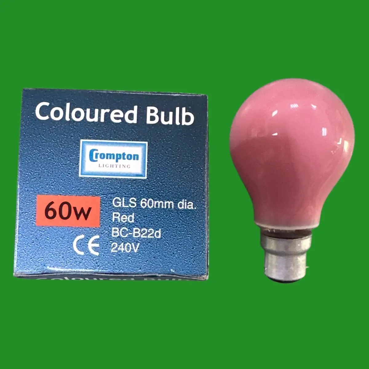 2x 60W Crompton Red Incandescent Coloured Dimmable GLS Light Bulbs Lamp BC B22 - image 3 | Free standard UK delivery included | Discount Quality Products