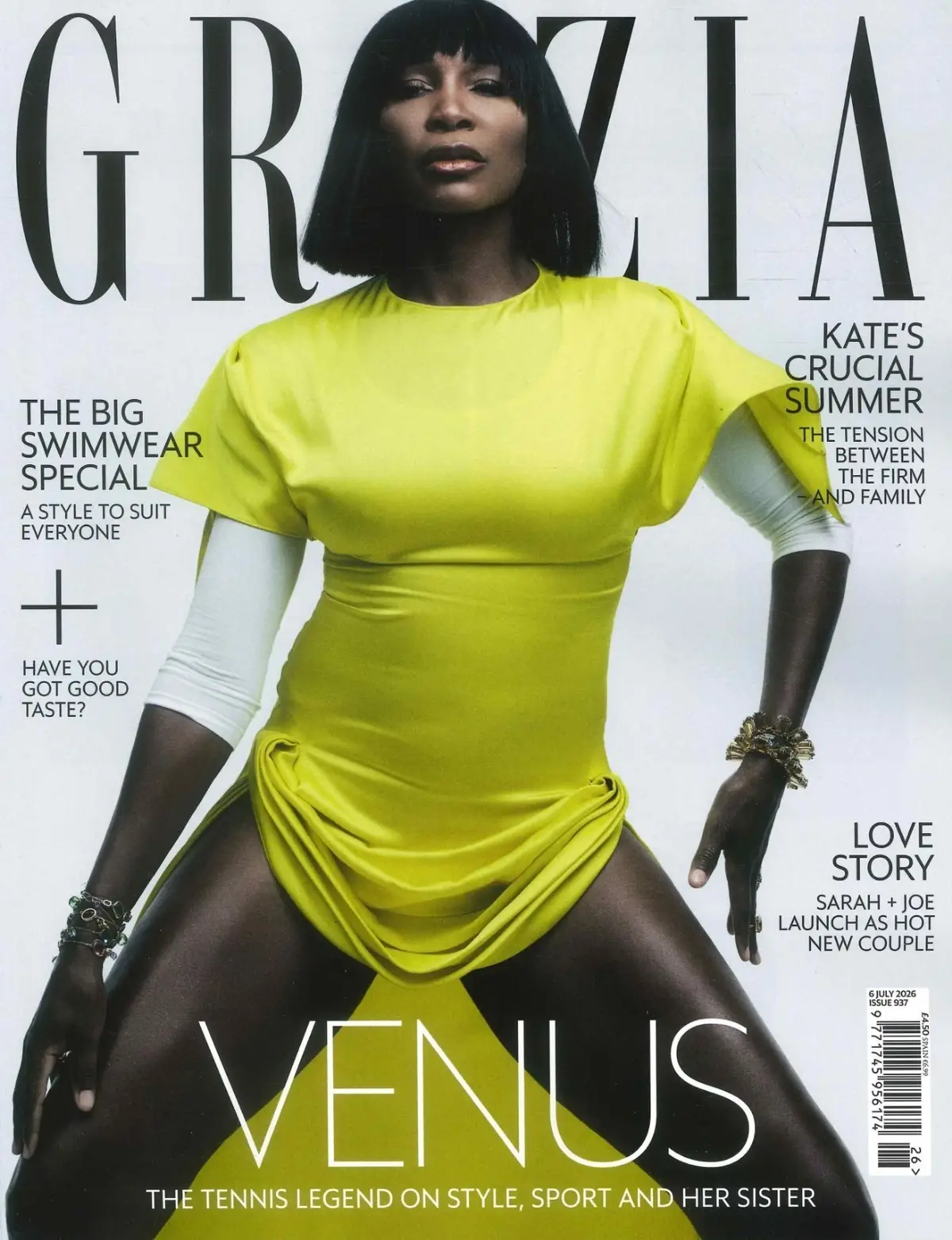 Grazia Magazine: Venus Williams Tennis Legend, Princess Kate, Fashion, 6.7.26