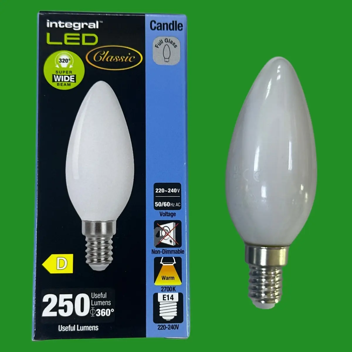 10x 1.8W Integral LED Filament Frosted Candle Light Bulbs, 2700K SES E14 Lamp