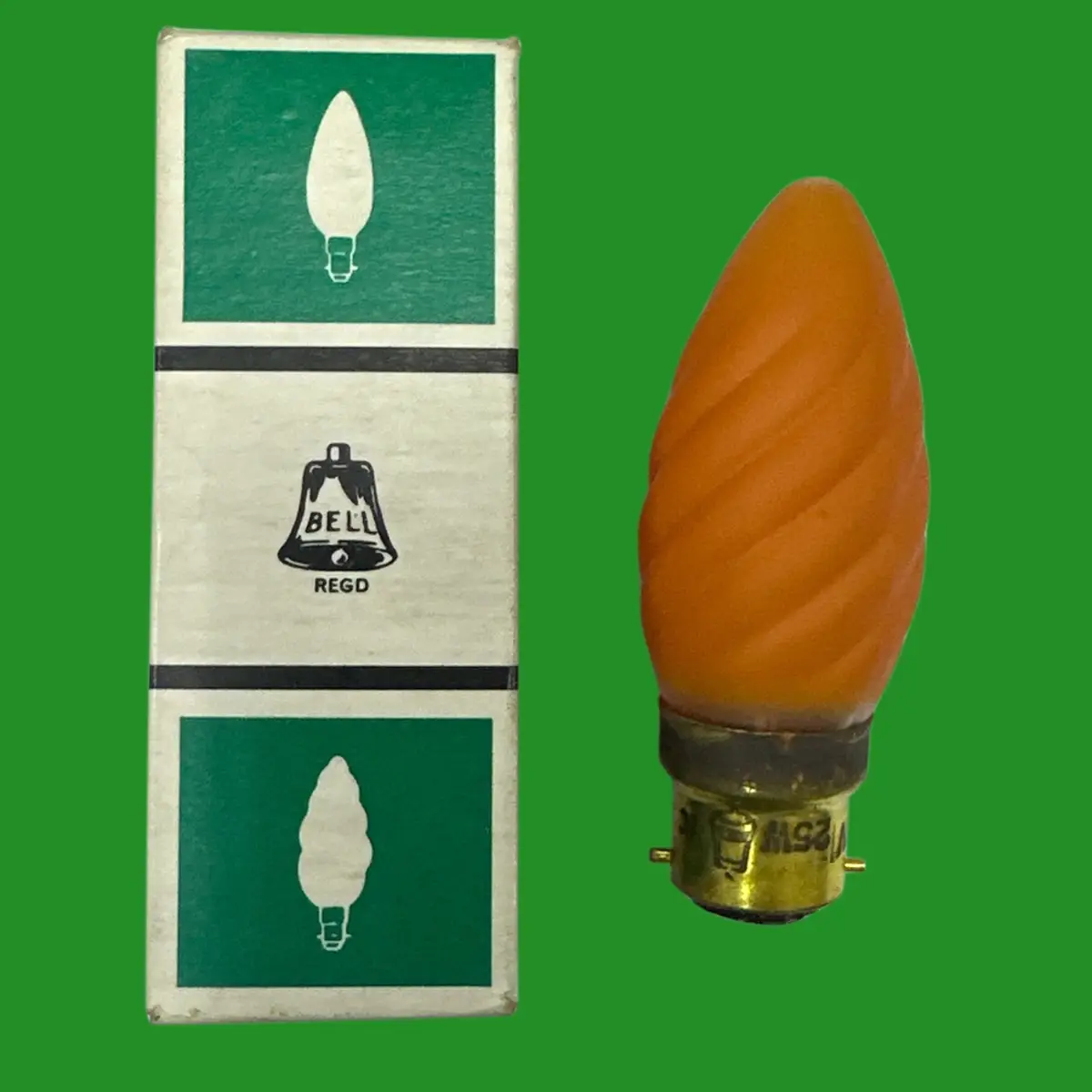 2x 25W Bell Vintage Dimmable Amber Twisted Candle Light Bulbs, BC B22 Lamp