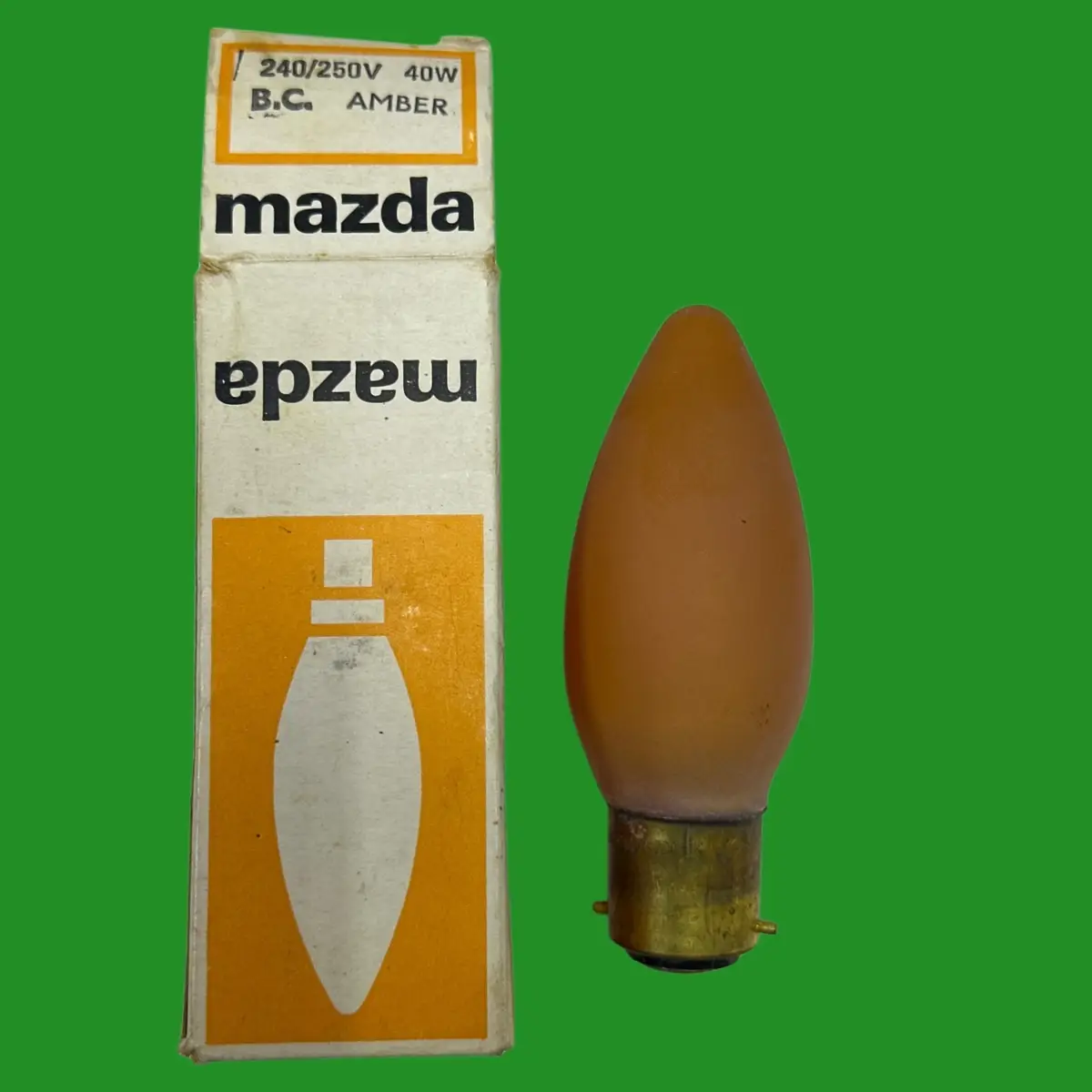 40W Mazda Vintage Dimmable Amber Candle Light Bulb, BC B22 Bayonet Lamp