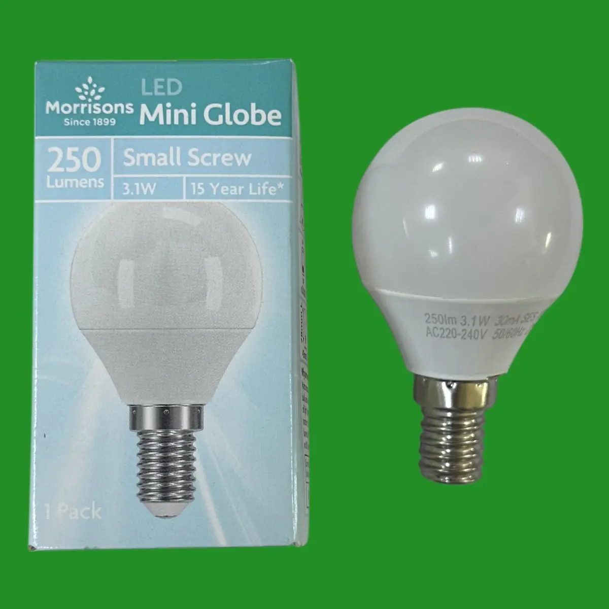 3x 3.1W (=25W) LED Pearl Mini Globe Round Golf G45 Light Bulbs SES E14 2700K