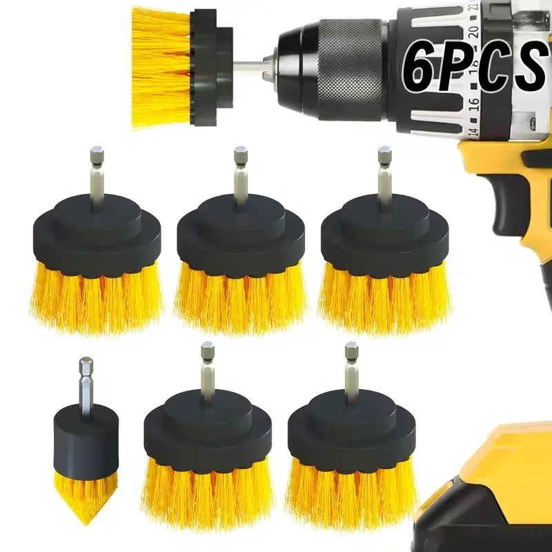 6pc Drill Brush Cleaning Attachment Set Scrub Brushes for Car Bathroom Kitchen