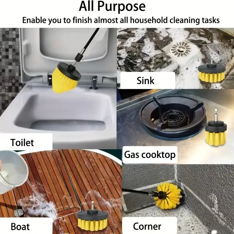 6pc Drill Brush Cleaning Attachment Set Scrub Brushes for Car Bathroom Kitchen - image 5 | Free standard UK delivery included | Discount Quality Products