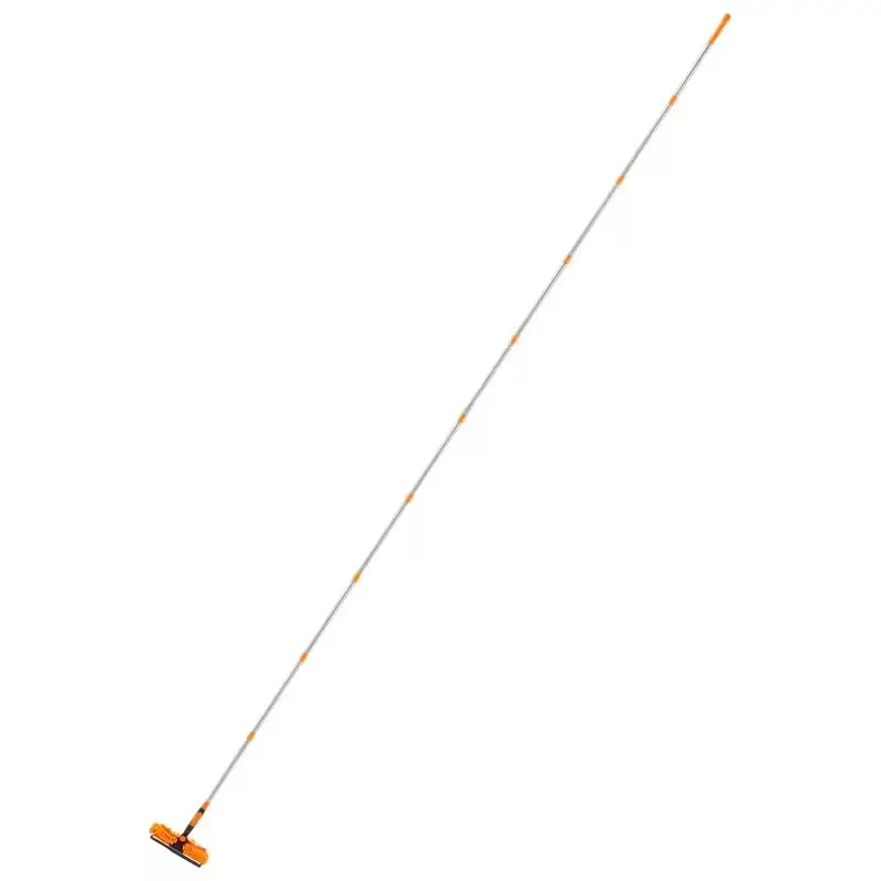 4.3m Telescopic Window Cleaner Microfibre Mop & Squeegee 10 Pole Sections Orange - image 2 | Free standard UK delivery included | Discount Quality Products