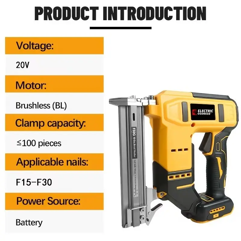 20V Cordless Nail Gun F15-F30 Brad Nailer & 6.0Ah Battery Compatible With DeWalt - image 7 | Free standard UK delivery included | Discount Quality Products