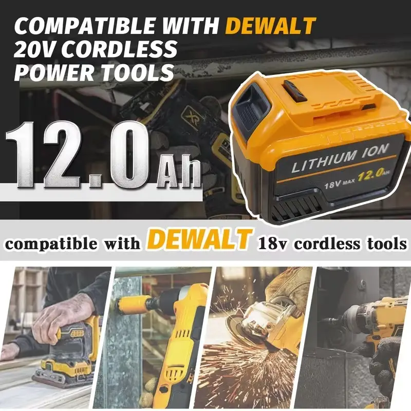 12.0Ah 18V 20V Max Li-Ion Battery for DeWalt DCB184 DCB200 DCB182 DCB205 - image 3 | Free standard UK delivery included | Discount Quality Products