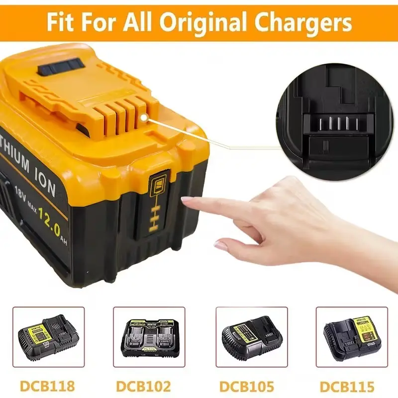 12.0Ah 18V 20V Max Li-Ion Battery for DeWalt DCB184 DCB200 DCB182 DCB205 - image 6 | Free standard UK delivery included | Discount Quality Products