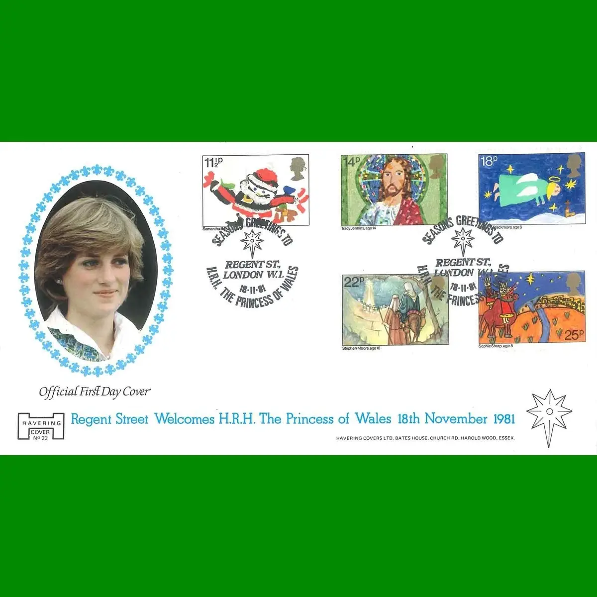 FDC Princess Diana Royal Commemorative First Day Cover Xmas Stamps, 18.11.1981