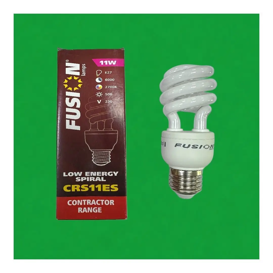 1x 11W Fusion CFL Spiral Light Bulb Edison Screw ES E27 2700K Warm White