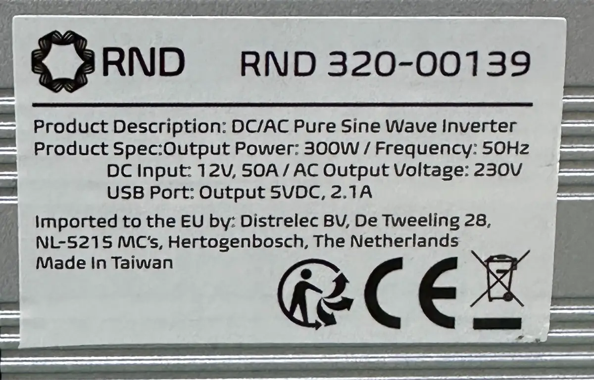 RND 300W Power Inverter 12V DC to 240V AC Converter Schuko Plug Camping Boat Car - image 6 | Free standard UK delivery included | Discount Quality Products