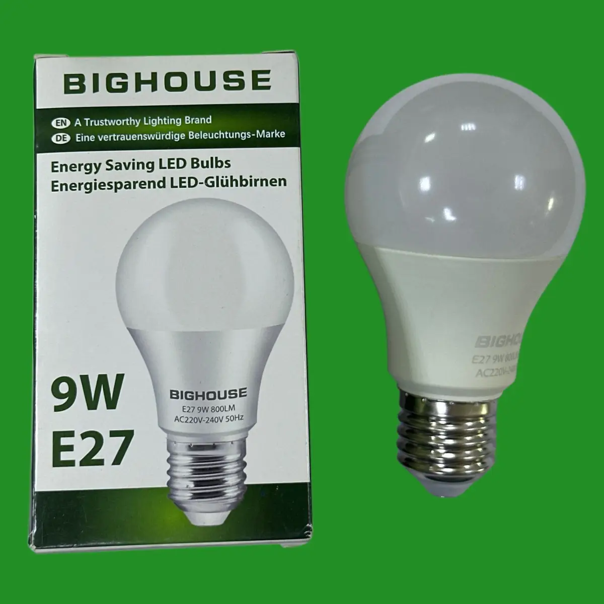 1x 9W (=60W) BigHouse LED GLS A60 Light Bulbs ES E27 Edison Screw 3000K Lamp