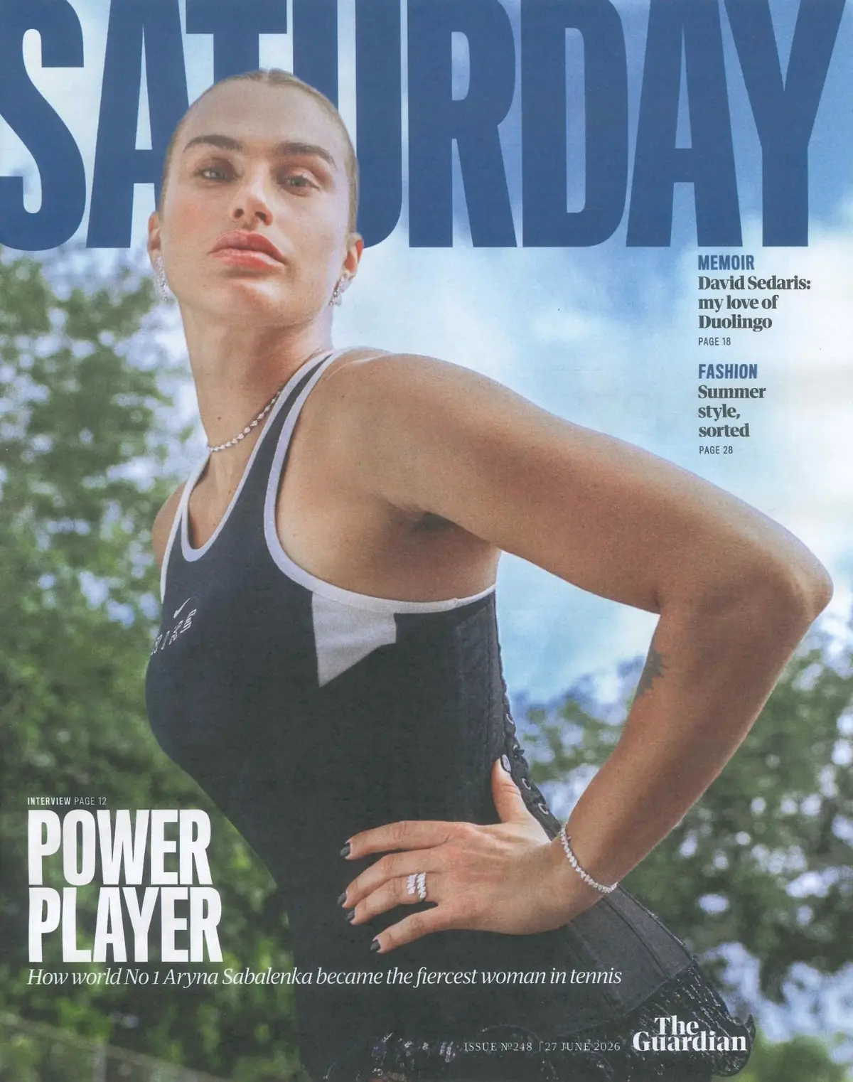 Guardian Saturday Magazine Aryna Sabalenka, Paula Wilcox, Joanne McNally 27.6.26