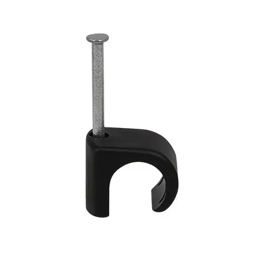 100 x Black Cable Wire Clips 5mm - 7mm with Fixing Nails for Round Cables ARC4