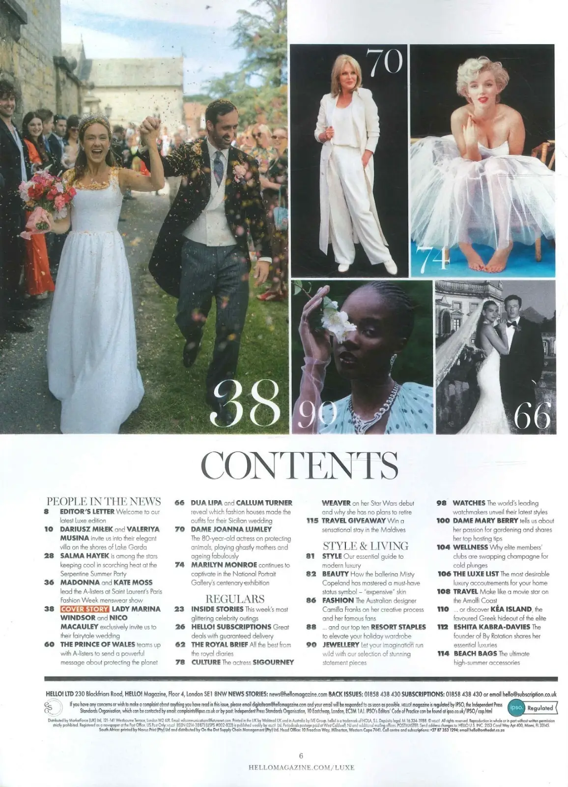 HELLO! Magazine: Marina Windsor's Wedding, Prince William, Dua Lipa, 6.7.26 - image 3 | Free standard UK delivery included | Discount Quality Products