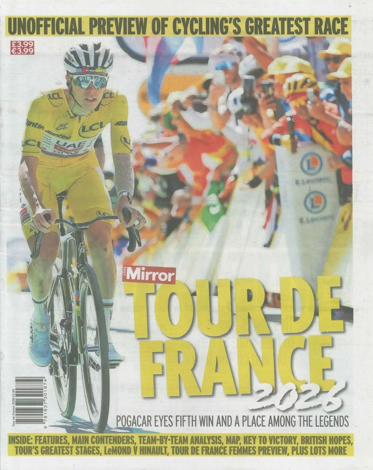 Daily Mirror Newspaper Tour de France 2026, Team Analysis, Map, LeMond v Hinault