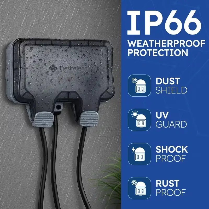 2 Gang UK Mains Switched Outdoor Sealed Weatherproof Double Socket, IP66, 13A - image 3 | Free standard UK delivery included | Discount Quality Products