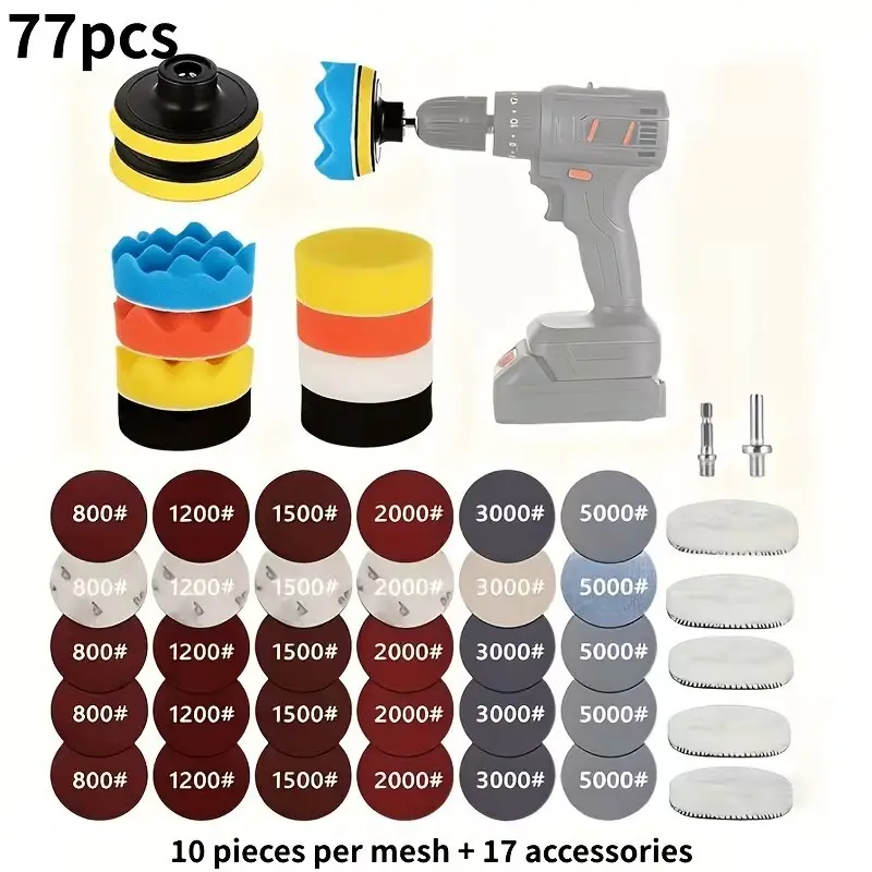 75mm Polishing Buffing Grinding Kit Accessories Set For Drill &amp; Angle Grinder