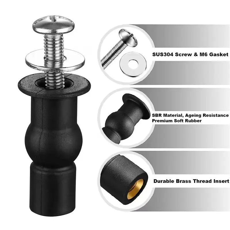 4x Universal Toilet Seat Hinge Bolts Kit SS Screw Rubber Expansion Nut Top Mount - image 2 | Free standard UK delivery included | Discount Quality Products