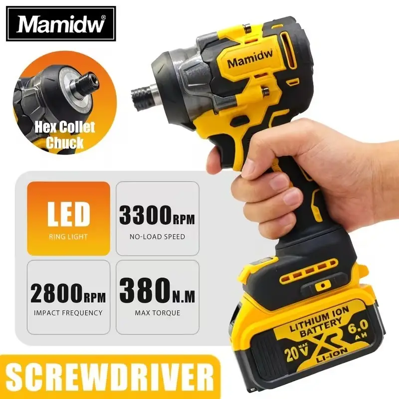 380Nm Cordless Brushless Impact Wrench for DeWalt 20V Battery Bare Tool LED - image 2 | Free standard UK delivery included | Discount Quality Products