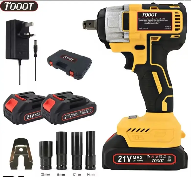Cordless Brushless Impact Wrench 1/2" 380Nm Charger Socket Tool Kit 2x Batteries