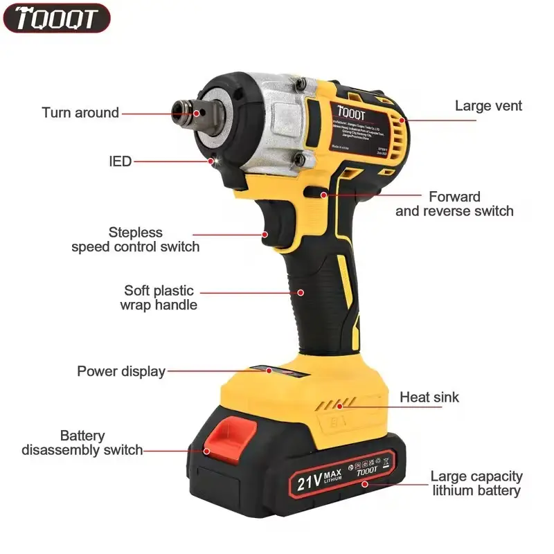 Cordless Brushless Impact Wrench 1/2" 380Nm Charger Socket Tool Kit 2x Batteries - image 2 | Free standard UK delivery included | Discount Quality Products