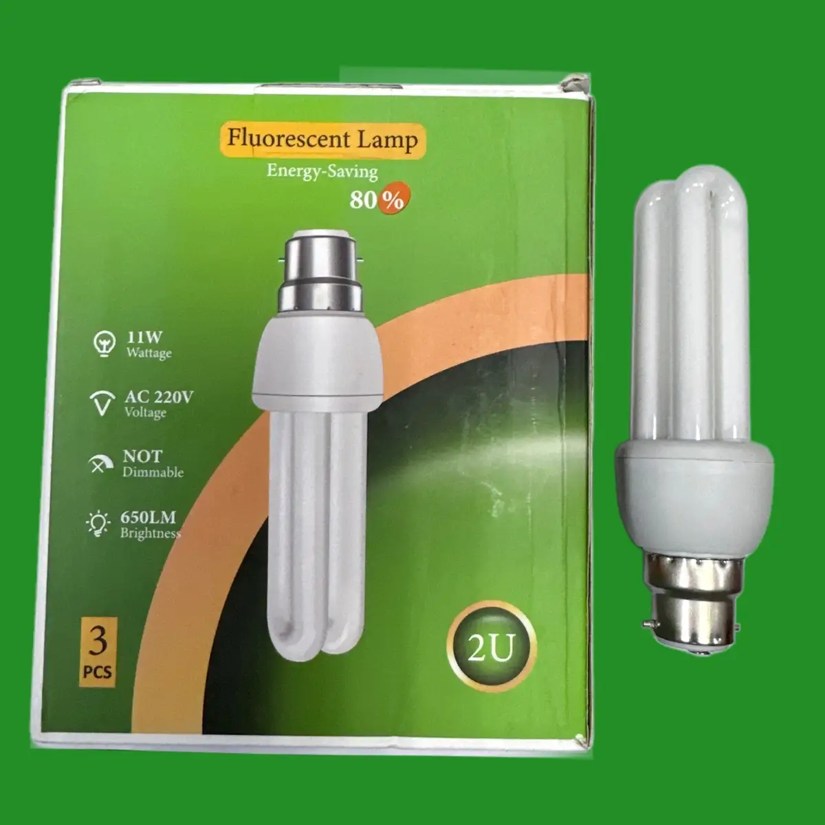 3x 11W (=60W) Low Energy Power Saving CFL Stick Light Bulbs BC B22 2700K Lamp