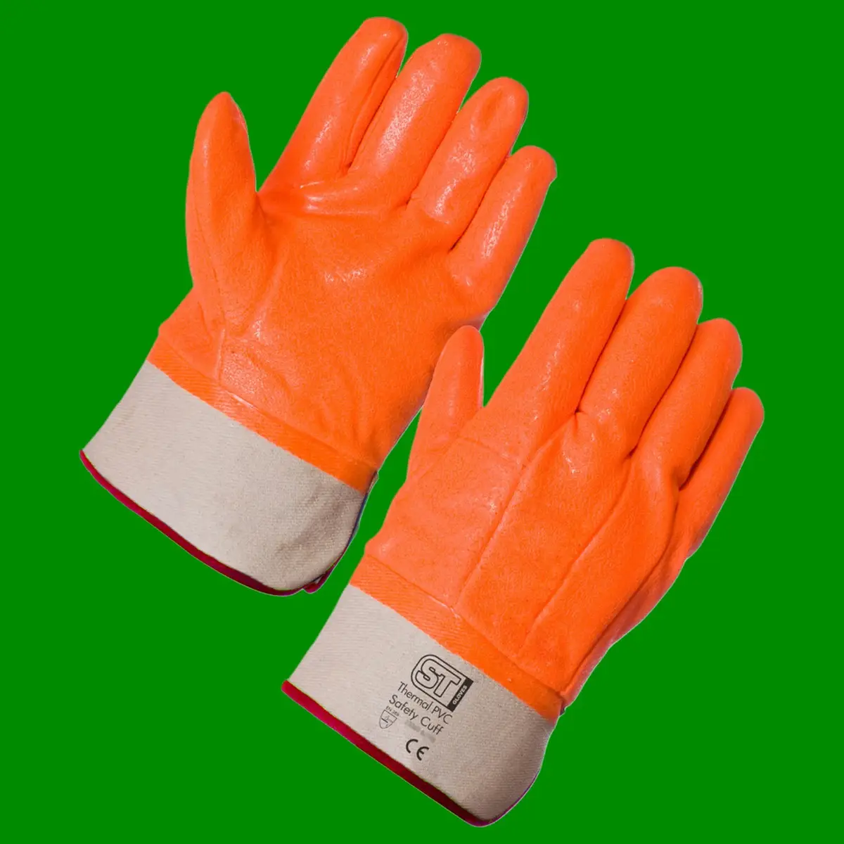 2x Pair Thermal PVC Full Dip Safety Cuff Work Gloves Size 11 XL Supertouch 23463