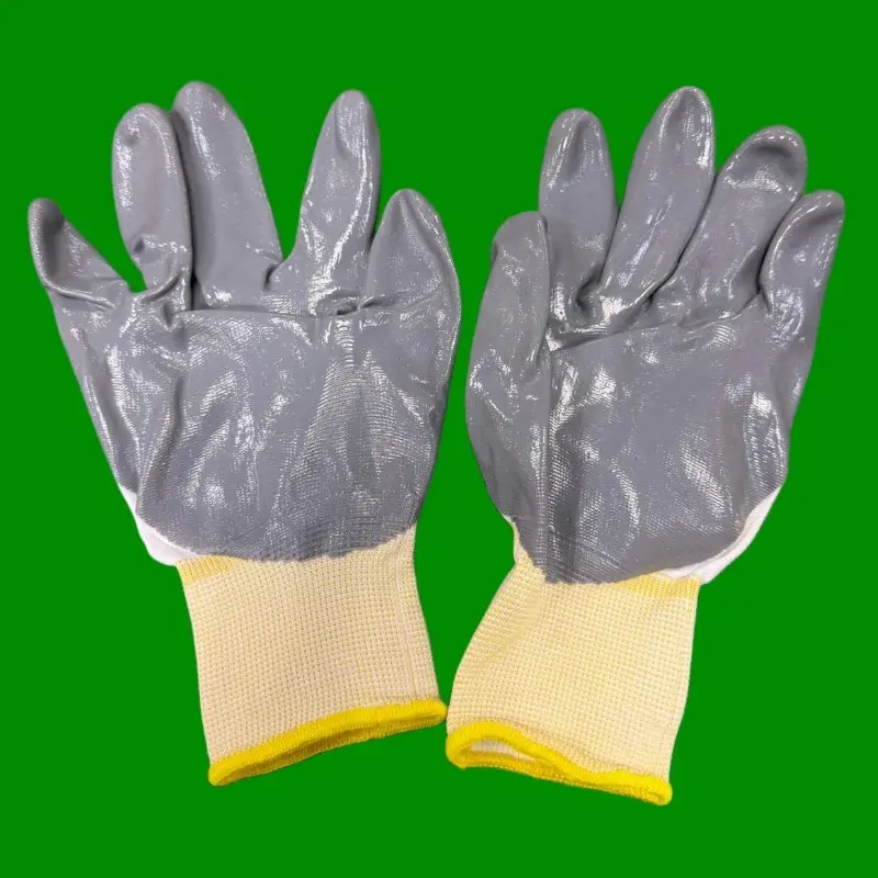 2x Pair Work Safety Gloves, Nitrile Coated, Nylon Wrist, Size 8 Medium, LN635-08 - image 2 | Free standard UK delivery included | Discount Quality Products