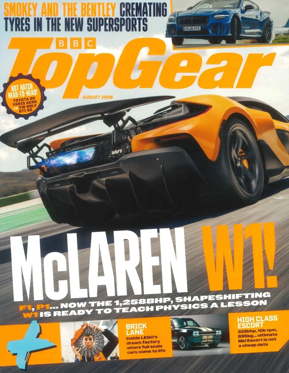 BBC Top Gear Magazine #410, McLaren W1, Bentley Supersports, Audi, 911, Aug 2026
