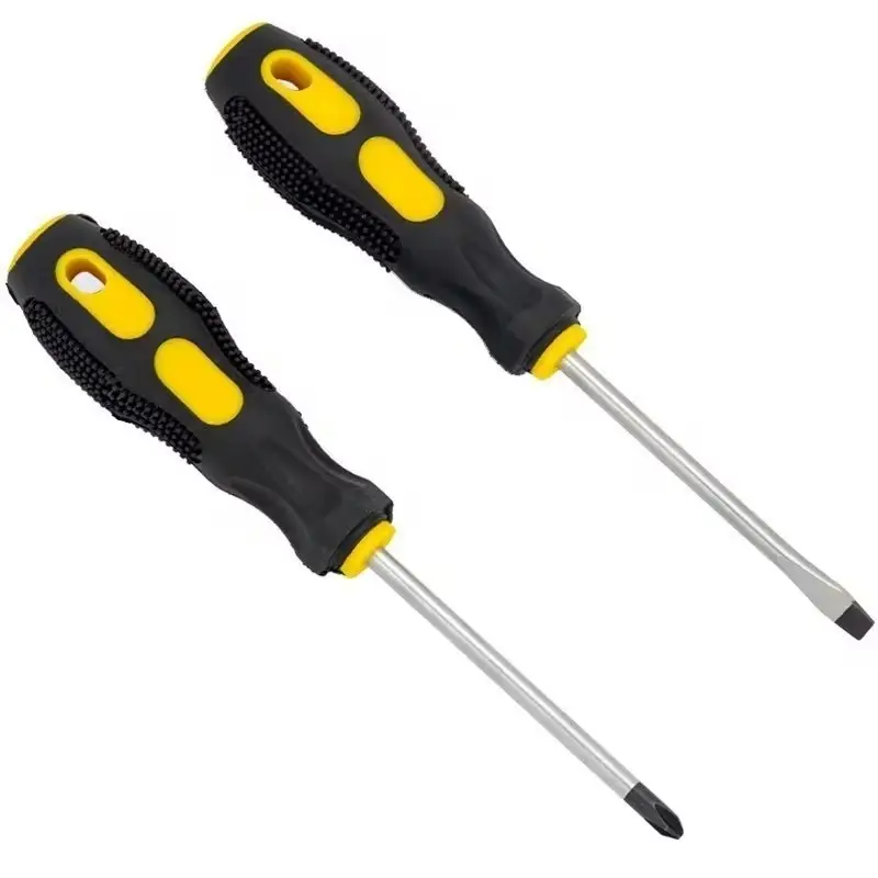 2pc Magnetic Screwdriver Set Phillips, Flat Head CR-V DIY Repair Tools Soft Grip