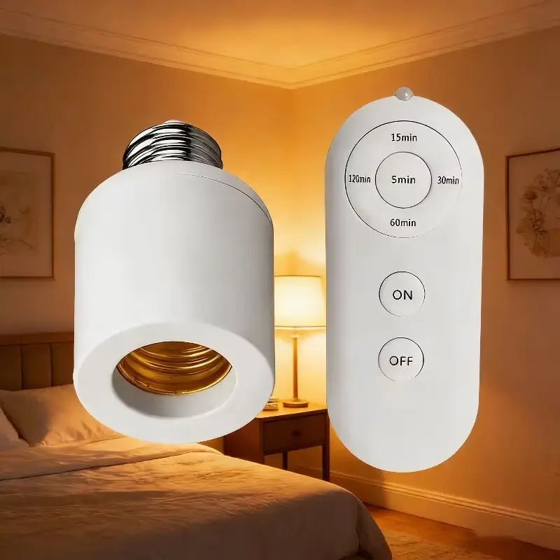 E27 Motion Sensor Light Bulb Holder Remote Control Lamp Socket Adjustable Timer