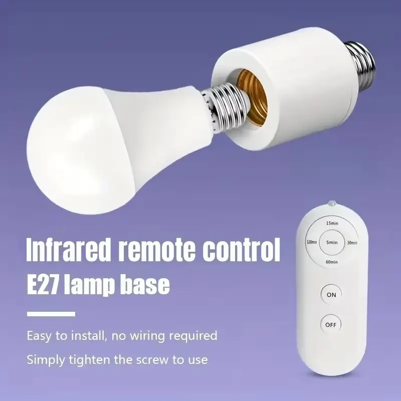 E27 Motion Sensor Light Bulb Holder Remote Control Lamp Socket Adjustable Timer - image 2 | Free standard UK delivery included | Discount Quality Products