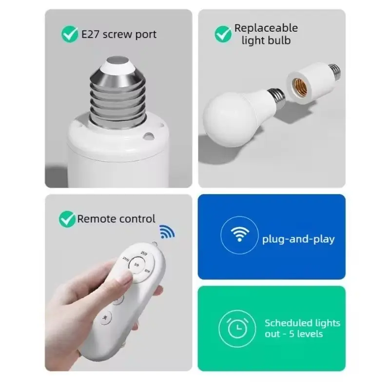 E27 Motion Sensor Light Bulb Holder Remote Control Lamp Socket Adjustable Timer - image 5 | Free standard UK delivery included | Discount Quality Products